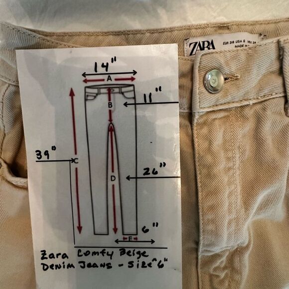 Zara Ecru Jeans Size 6 - Picture 9 of 9